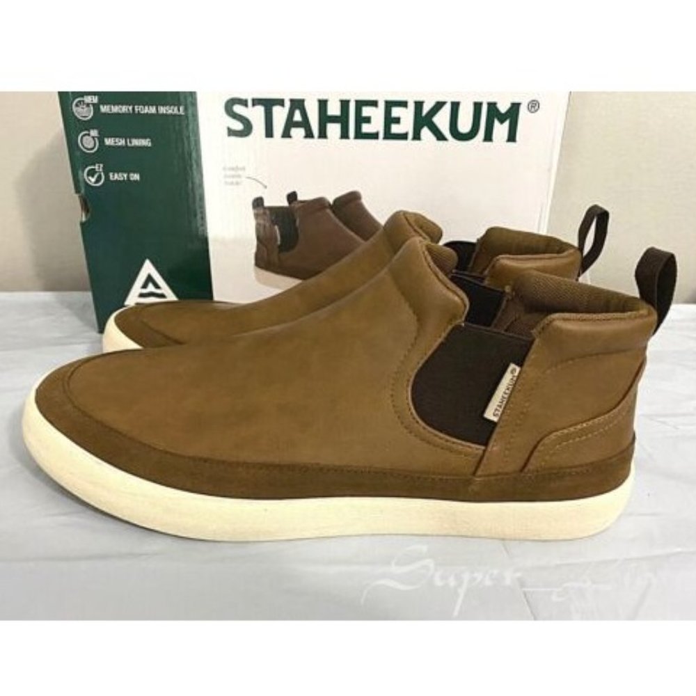 Staheekum Men's Memory Foam Mesh Lining Chelsea Shoes BROWN - Picture 4 of 8